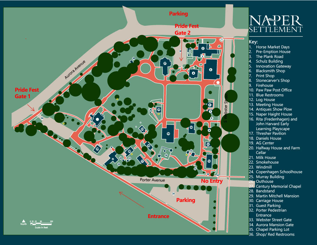 Naper Settlement Gate Map